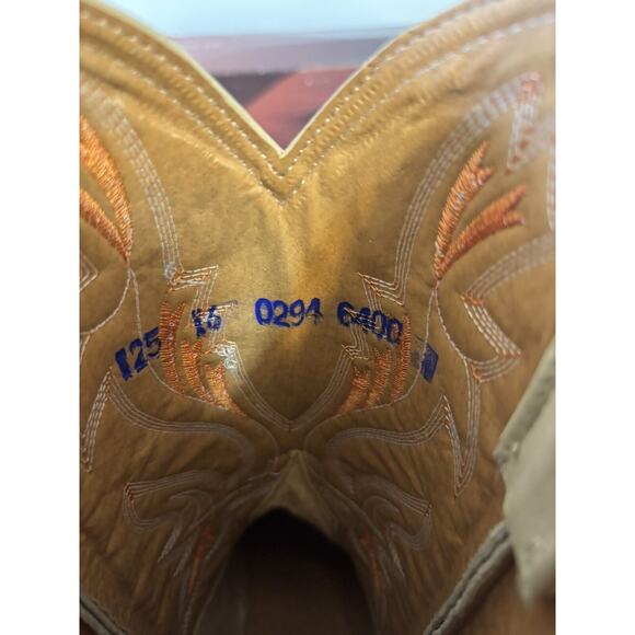 El General Cowboy Boots Ivory/orange Leather Gator Hornback Mens Sz 8 - Picture 11 of 12